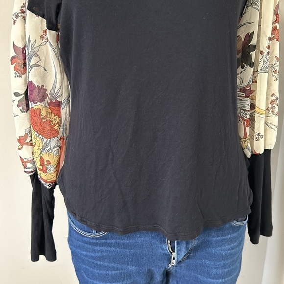Anthropologie Tiny Raye Balloon Sleeve Mixed Media Blouse Black Size Small - Picture 7 of 16